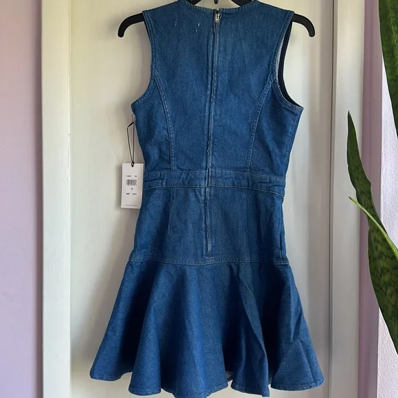 7 FOR ALL MANKIND denim flounce mini dress XS NWT - Picture 6 of 7